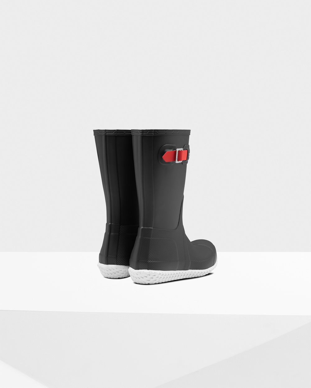 Botas de Lluvia Cortas Hunter Hombre - Original Flat Heel Calendar Sole - Negros/Rojos - TZDYNUW-50